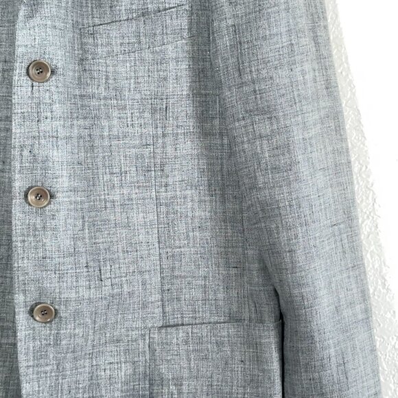 Pull Pal Zileri 100% Linen 3 Button Blazer in Light Grey Heather Men's Size 42R - Picture 5 of 12